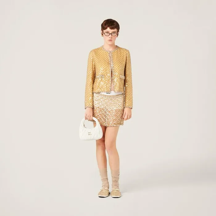 Women Skirts Miu Miu Embroidered Organza Miniskirt Sand Beige Women Skirts Miu Miu Embroidered Organza Miniskirt Sand Beige