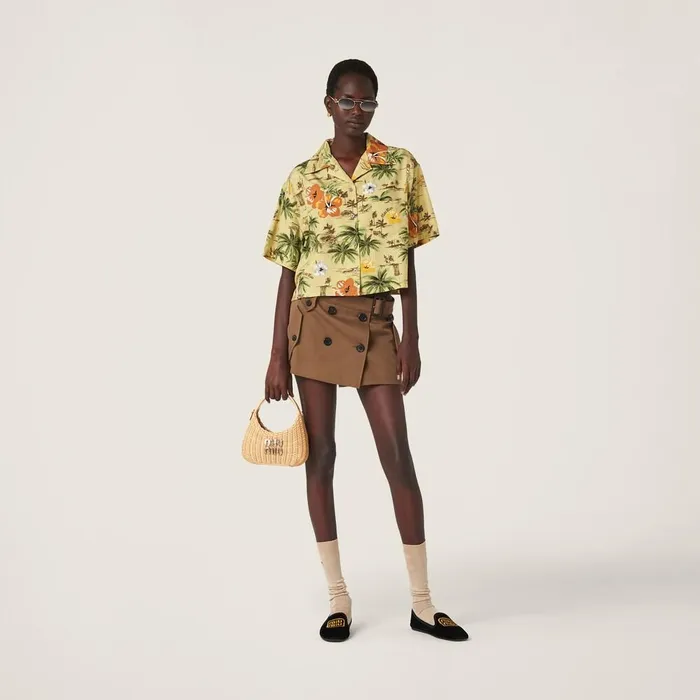 Women Skirts Miu Miu Gabardine Miniskirt Cork Beige Women Skirts Miu Miu Gabardine Miniskirt Cork Beige