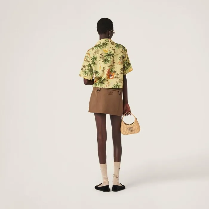 Women Skirts Miu Miu Gabardine Miniskirt Cork Beige Women Skirts Miu Miu Gabardine Miniskirt Cork Beige