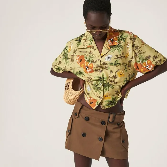 Women Skirts Miu Miu Gabardine Miniskirt Cork Beige Women Skirts Miu Miu Gabardine Miniskirt Cork Beige
