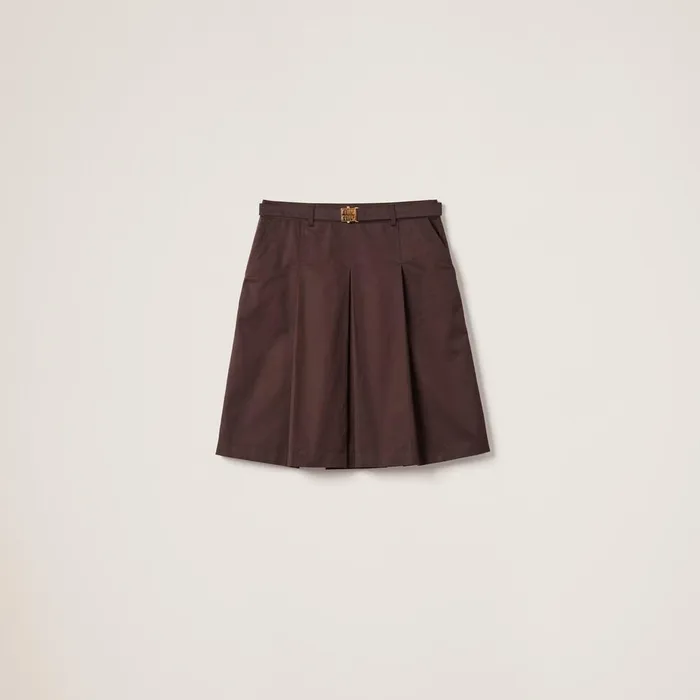 Women Skirts Miu Miu Gabardine Skirt Cocoa Brown