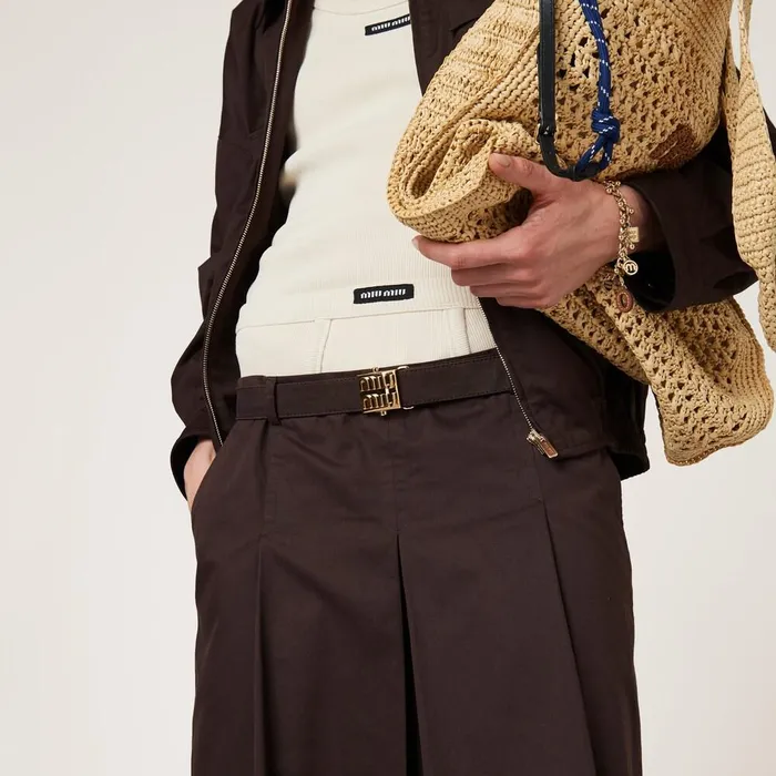 Women Skirts Miu Miu Gabardine Skirt Cocoa Brown Women Skirts Miu Miu Gabardine Skirt Cocoa Brown