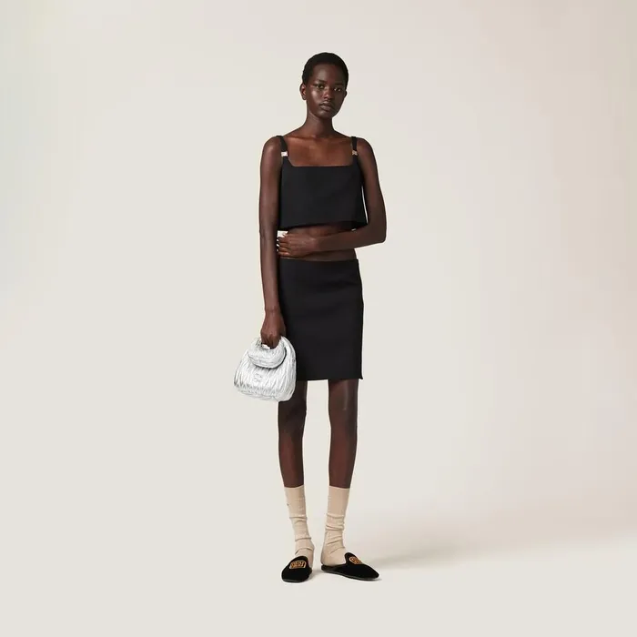 Women Skirts Miu Miu Grain De Poudre Skirt Black Women Skirts Miu Miu Grain De Poudre Skirt Black