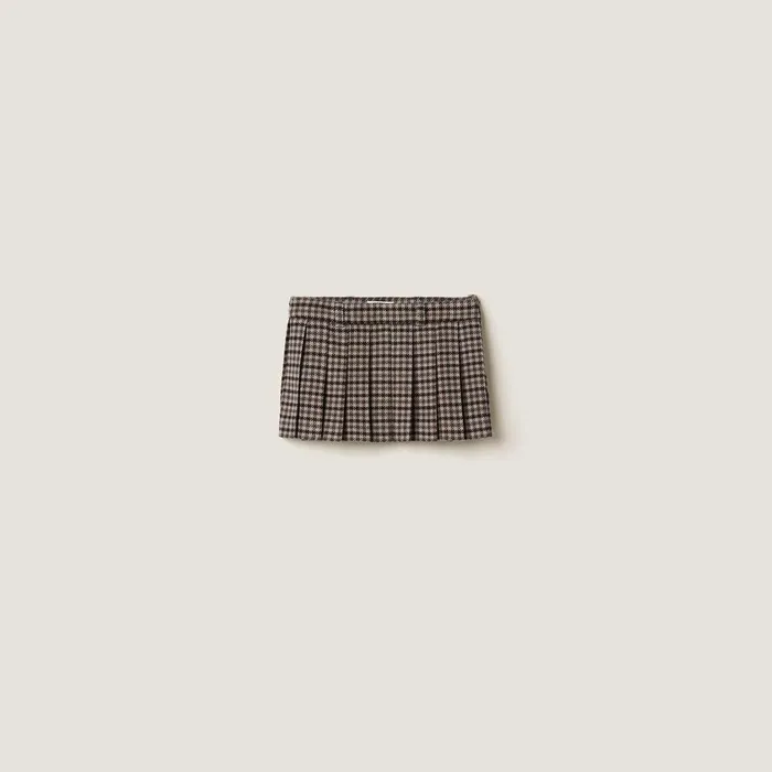 Women Skirts Miu Miu Houndstooth Check Skirt Sandtobacco