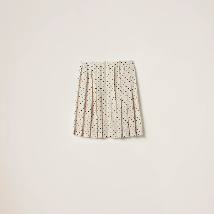 Women Skirts Miu Miu Polkadot Crepe De Chine Skirt Ivoryblack