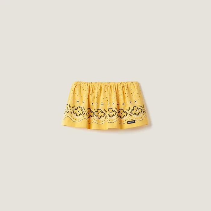 Women Skirts Miu Miu Printed Poplin Miniskirt Sunny Yellow