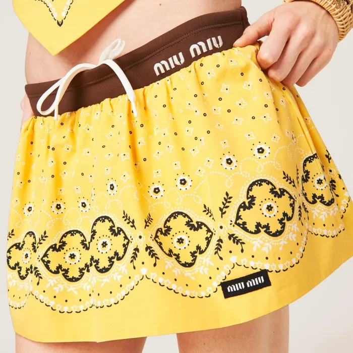 Women Skirts Miu Miu Printed Poplin Miniskirt Sunny Yellow Women Skirts Miu Miu Printed Poplin Miniskirt Sunny Yellow