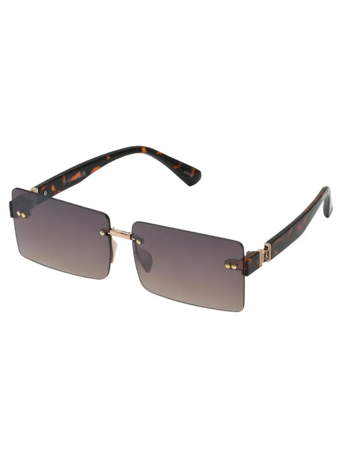 Women Sleek Rectangular Metal Sunglasses In Gold and Tortoise Jessica Simpson Sunglasses
