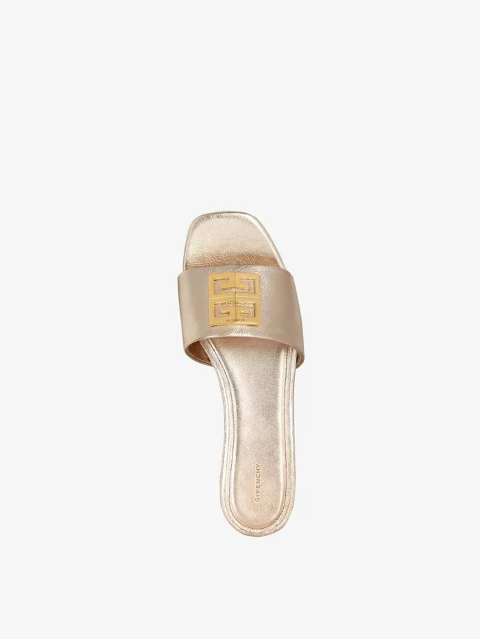 Women Slides and Sandals Givenchy 4G Flat Mules In Laminated Leather Dusty Golden Women Slides and Sandals Givenchy 4G Flat Mules In Laminated Leather Dusty Golden