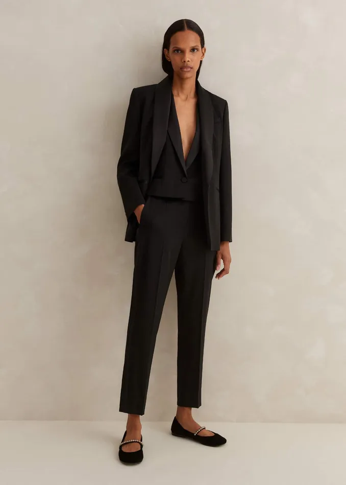 Women Slim Crop Forever Tux Pant Black MEEM