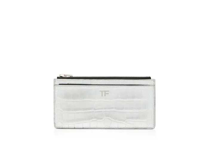 Women Small Leather Goods Tom Ford Metallic Stamped Leather Multifunctional Wallet Silver Women Small Leather Goods Tom Ford Metallic Stamped Leather Multifunctional Wallet Silver