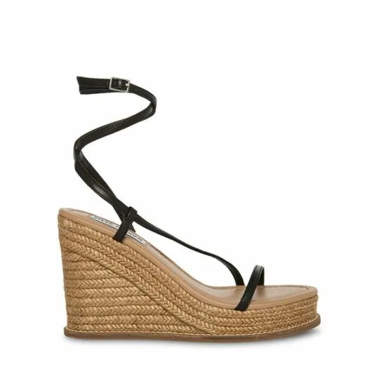 Women SOMMER BLACK LEATHER Black Leather Steve Madden Sandals