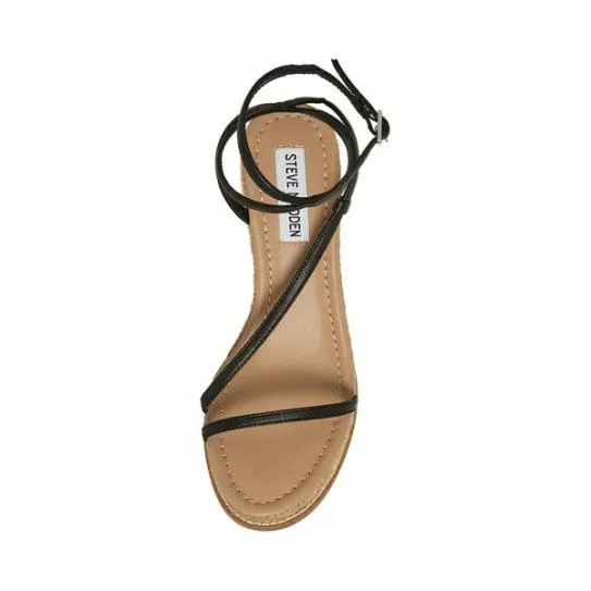 Women SOMMER BLACK LEATHER Black Leather Steve Madden Sandals