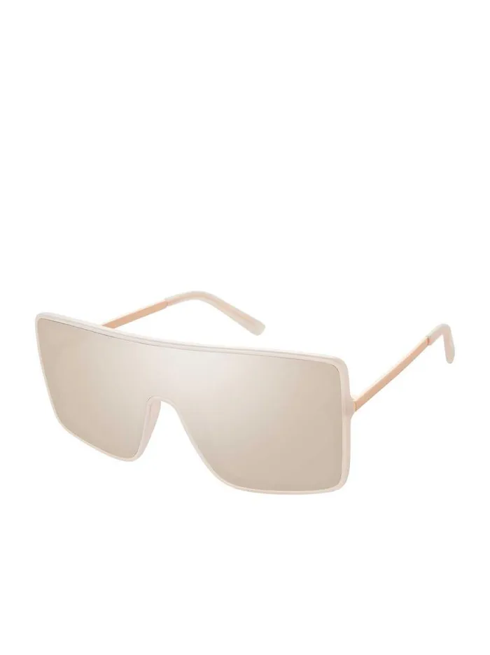 Women Square Shield Metal Temple Sunglasses In Rose Gold Jessica Simpson Sunglasses