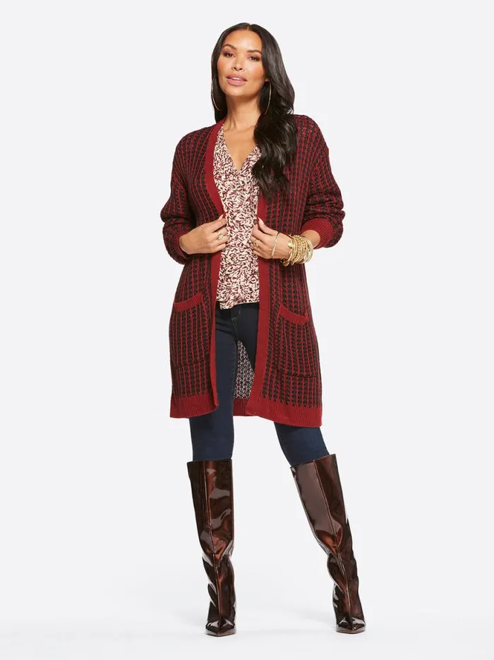 Women Sterling Cardigan In Syrah And Black Jessica Simpson Jackets Blazers and Kimonos