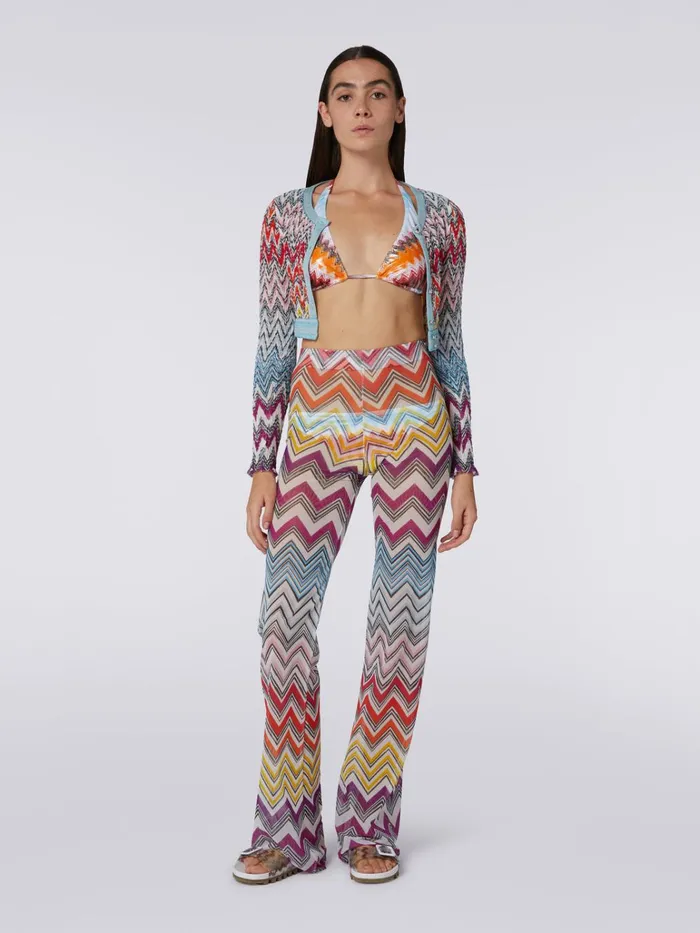 Women Straight Trousers In Multicoloured Zigzag Print Tulle Multicoloured Missoni Beachwear