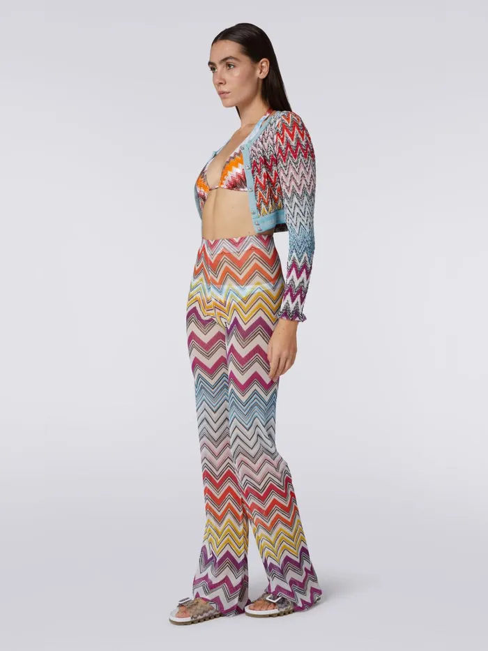 Women Straight Trousers In Multicoloured Zigzag Print Tulle Multicoloured Missoni Beachwear