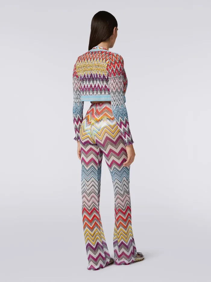 Women Straight Trousers In Multicoloured Zigzag Print Tulle Multicoloured Missoni Beachwear