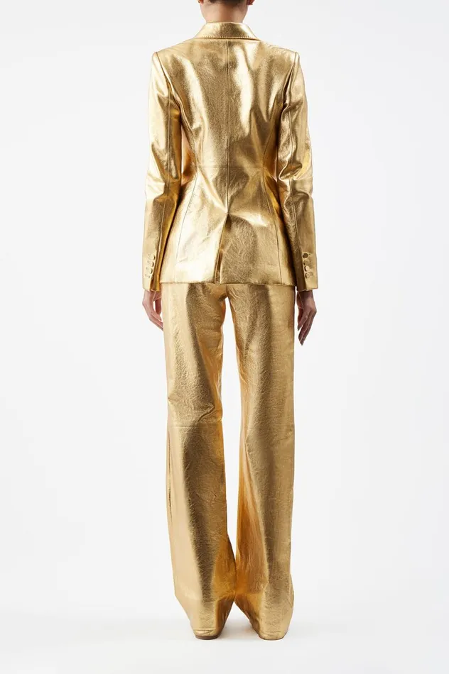 Women Suits Gabriela Hearst Angela Blazer In Gold Metallic Nappa Leather