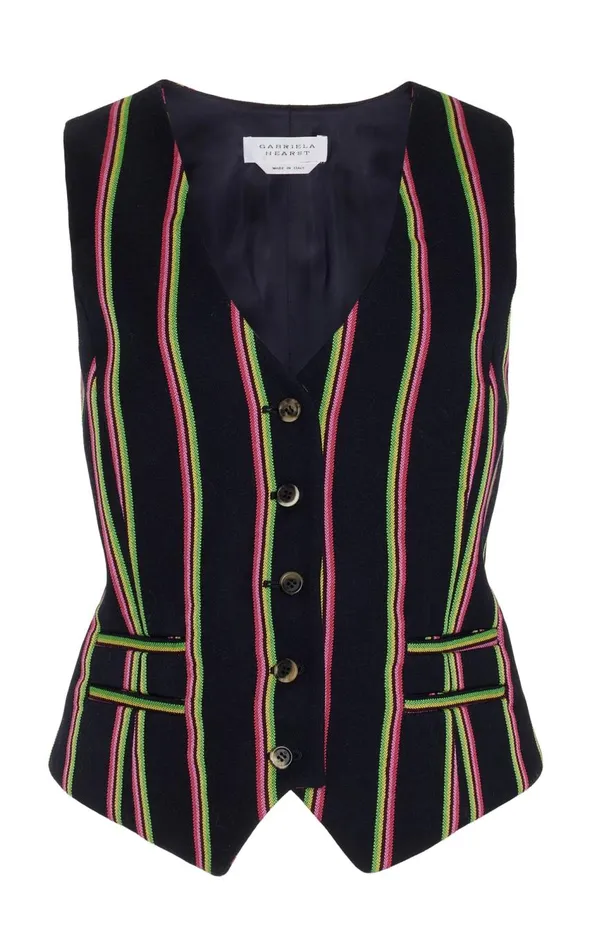 Women Suits Gabriela Hearst Coleridge Vest In Navy Multi Striped Wool