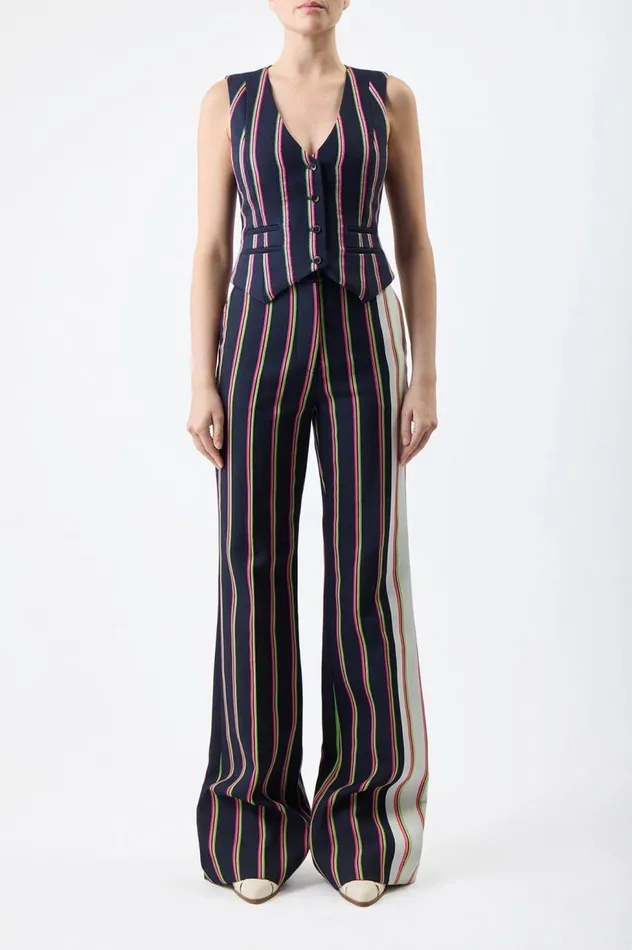 Women Suits Gabriela Hearst Coleridge Vest In Navy Multi Striped Wool