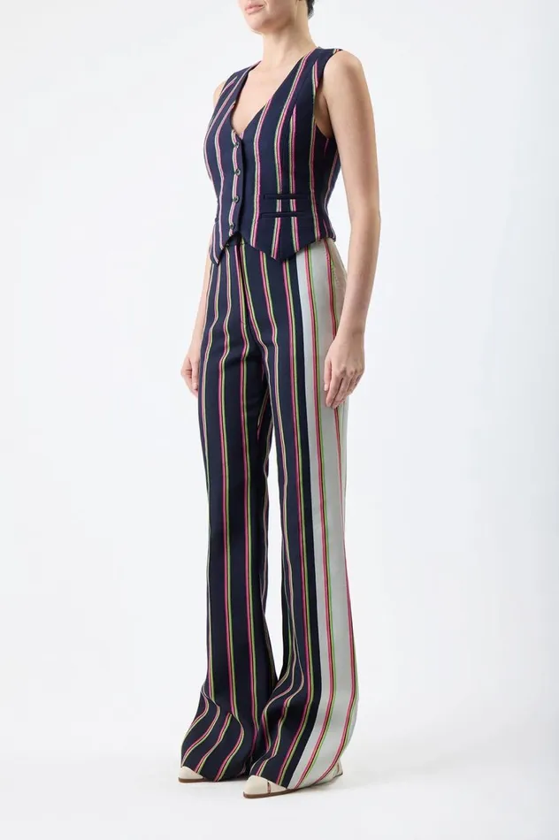 Women Suits Gabriela Hearst Coleridge Vest In Navy Multi Striped Wool