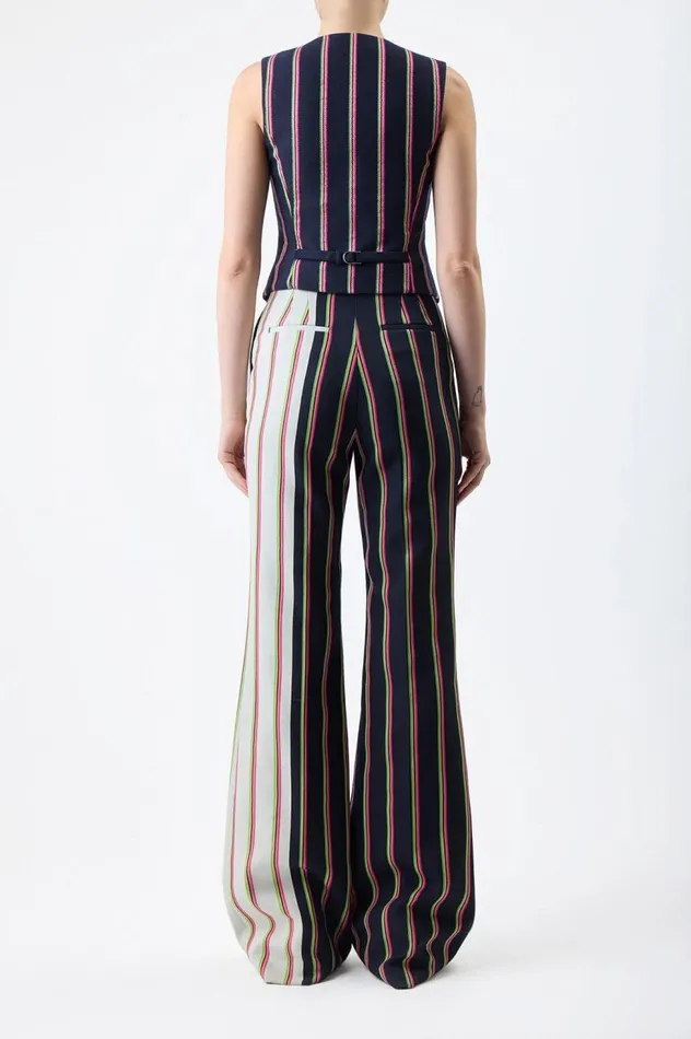 Women Suits Gabriela Hearst Coleridge Vest In Navy Multi Striped Wool