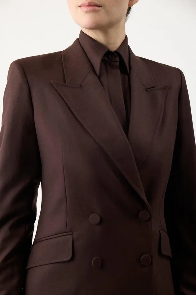 Women Suits Gabriela Hearst Stephanie Blazer In Chocolate Superfine Wool