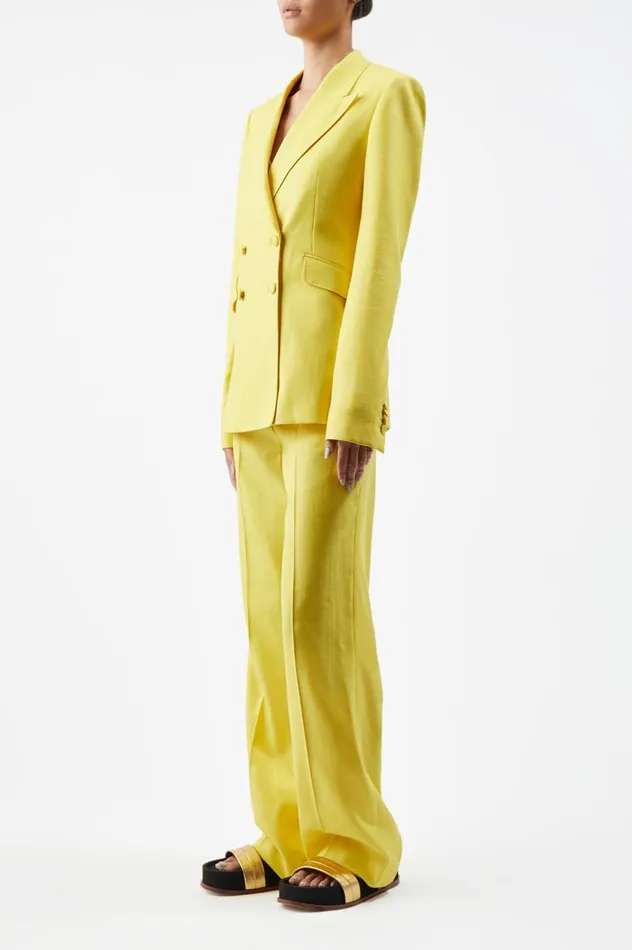 Women Suits Gabriela Hearst Vesta Pant In Cadmium Yellow Virgin Wool And Silk Linen Twill