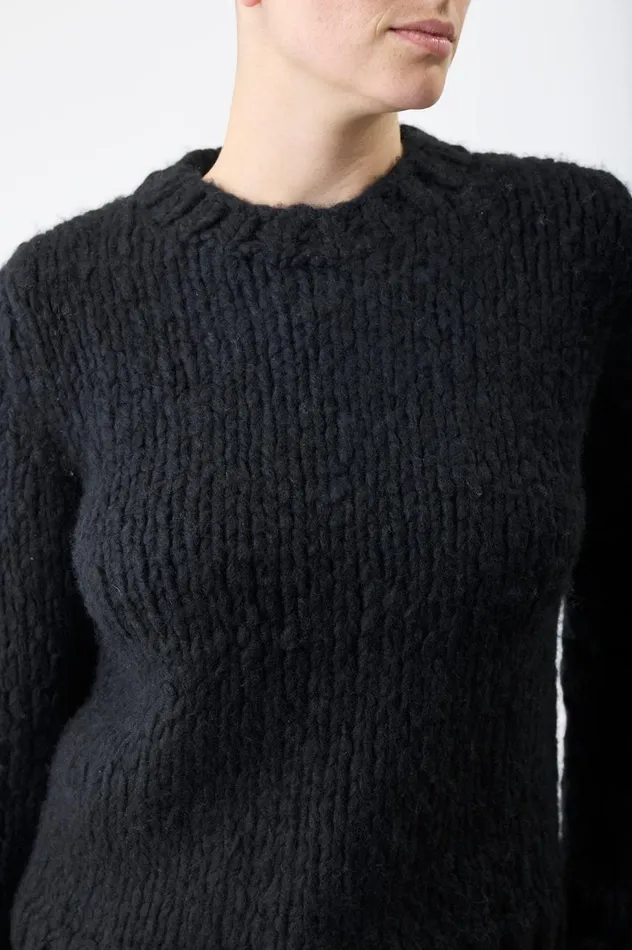 Women Sweaters and Turtlenecks Gabriela Hearst Dalton Knit Sweater In Black Welfat Cashmere