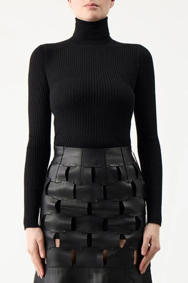 Women Sweaters and Turtlenecks Gabriela Hearst Peppe Knit Turtleneck In Black Cashmere Silk
