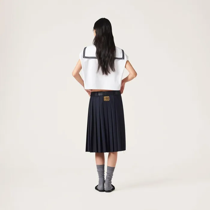 Women TShirts And Sweatshirts Miu Miu Cotton Jersey Top With Embroidered Logo White Women TShirts And Sweatshirts Miu Miu Cotton Jersey Top With Embroidered Logo White