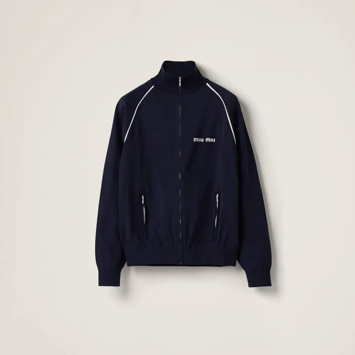 Women TShirts And Sweatshirts Miu Miu Nylon Sweatshirt Navy