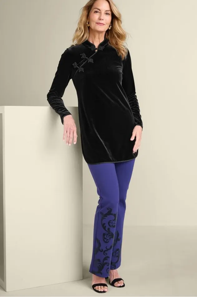 Women Tai Velvet Tunic Black Soft Surroundings Tops Women Tai Velvet Tunic Black Soft Surroundings Tops