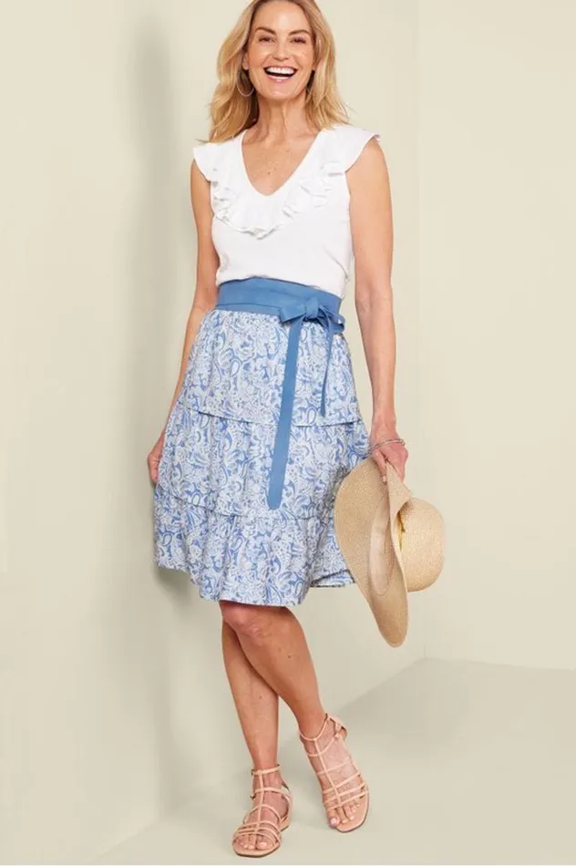Women Talisa Linen Blend Skirt American Beauty Soft Surroundings Skirts
