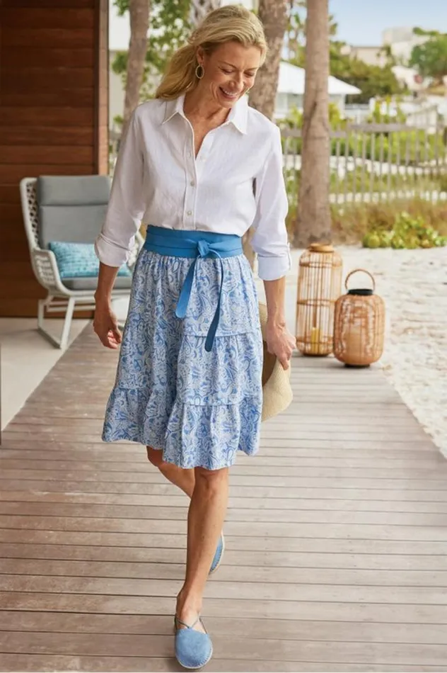 Women Talisa Linen Blend Skirt American Beauty Soft Surroundings Skirts
