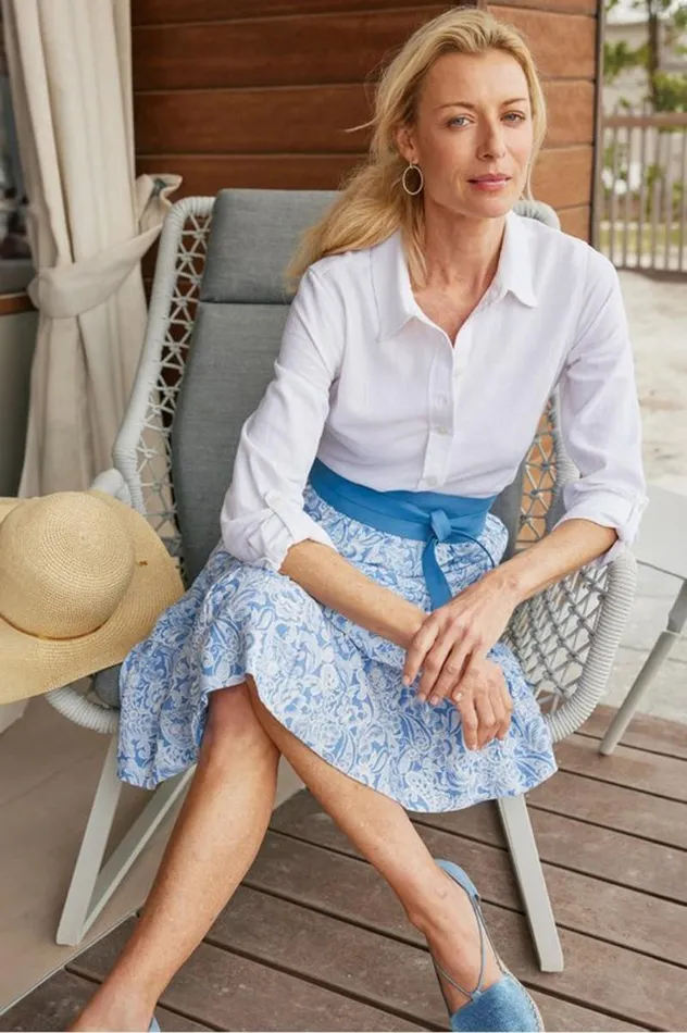 Women Talisa Linen Blend Skirt American Beauty Soft Surroundings Skirts