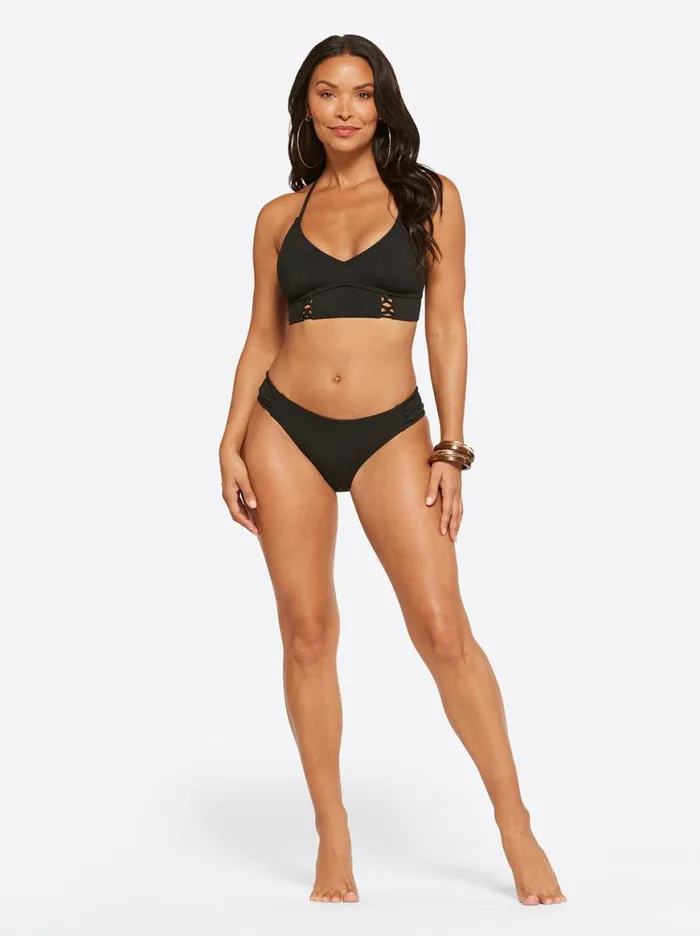 Women Textured Solids Cropped Cami In Black Jessica Simpson Swim