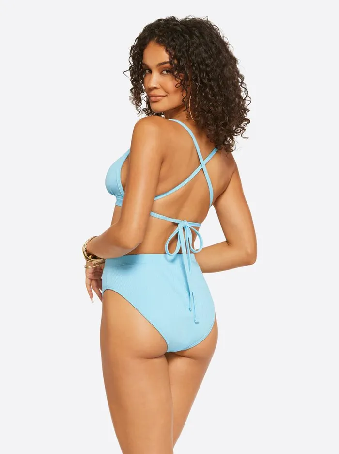 Women Textured Solids Full Support Triangle Bra In Sky Jessica Simpson Swim