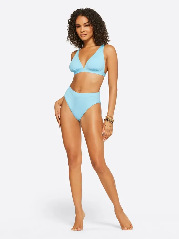 Women Textured Solids Full Support Triangle Bra In Sky Jessica Simpson Swim