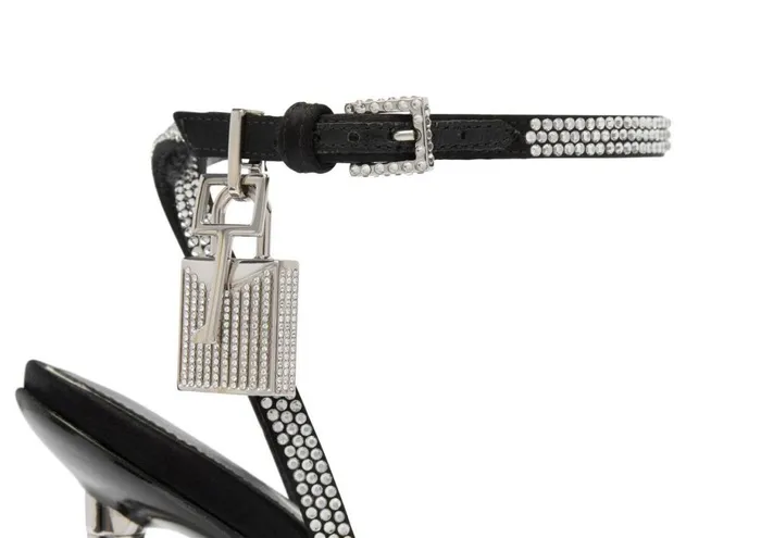 Women The Padlock Tom Ford Crystal Embellished Satin Padlock Pointy Naked Sandal Black Crystal Women The Padlock Tom Ford Crystal Embellished Satin Padlock Pointy Naked Sandal Black Crystal