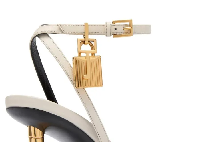 Women The Padlock Tom Ford Shiny Leather Padlock Pointy Naked Sandal Chalk Women The Padlock Tom Ford Shiny Leather Padlock Pointy Naked Sandal Chalk