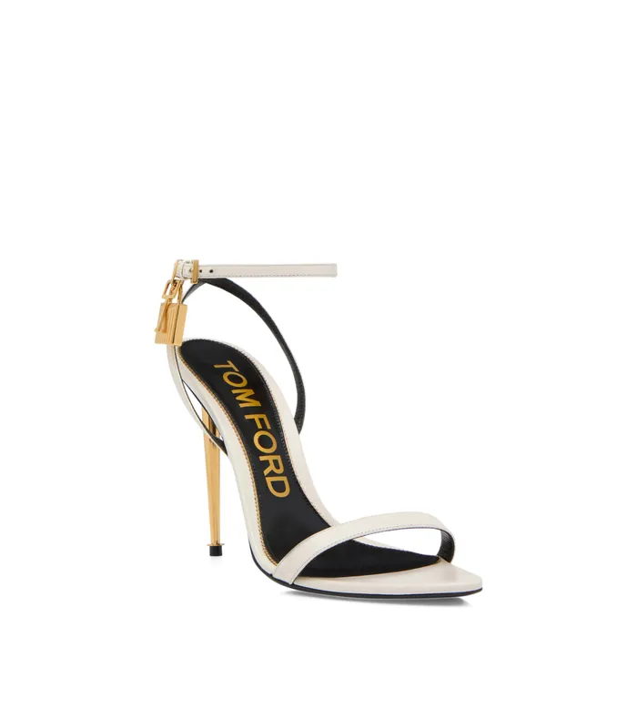 Women The Padlock Tom Ford Shiny Leather Padlock Pointy Naked Sandal Chalk Women The Padlock Tom Ford Shiny Leather Padlock Pointy Naked Sandal Chalk