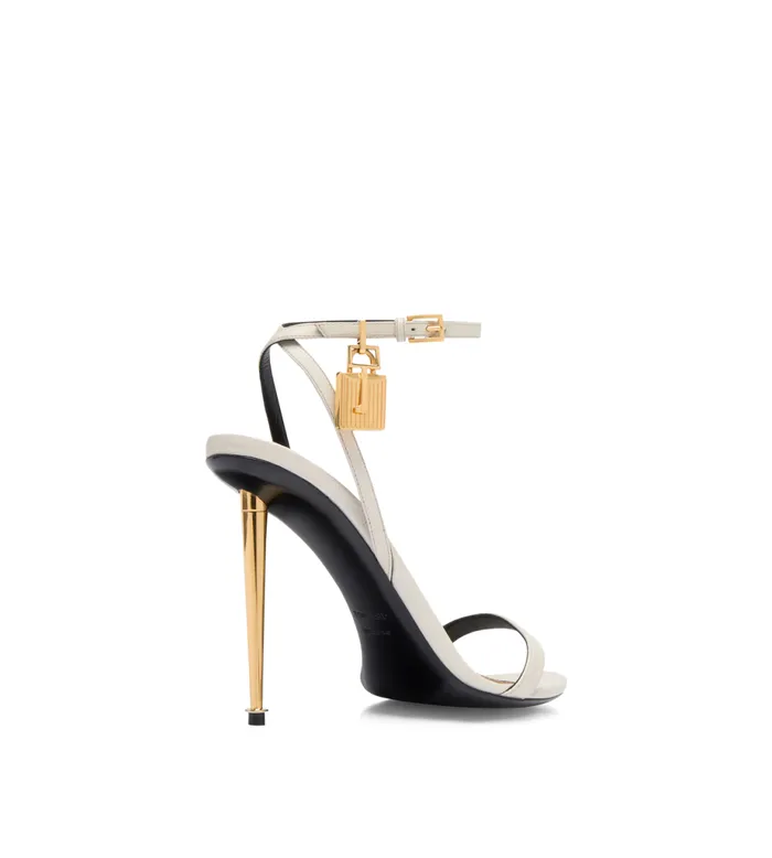 Women The Padlock Tom Ford Shiny Leather Padlock Pointy Naked Sandal Chalk Women The Padlock Tom Ford Shiny Leather Padlock Pointy Naked Sandal Chalk