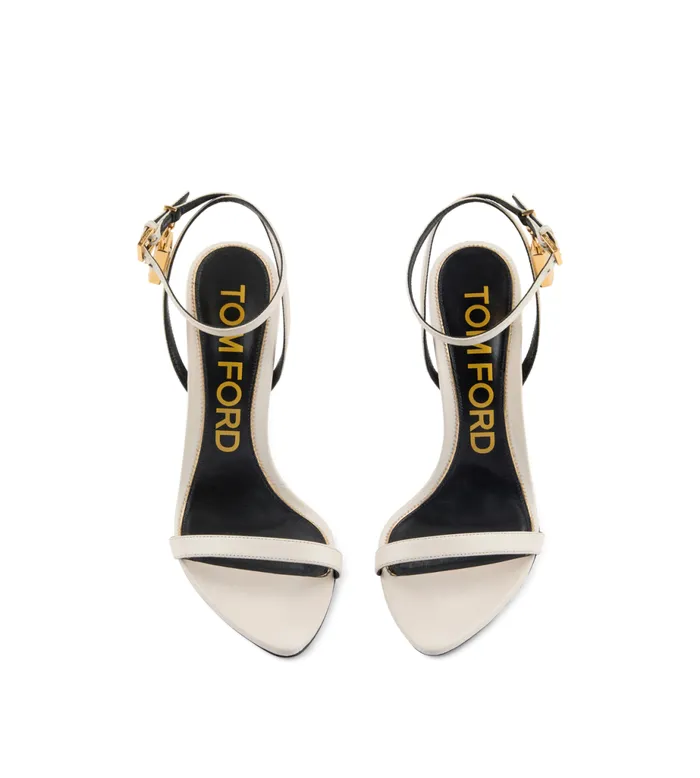 Women The Padlock Tom Ford Shiny Leather Padlock Pointy Naked Sandal Chalk Women The Padlock Tom Ford Shiny Leather Padlock Pointy Naked Sandal Chalk