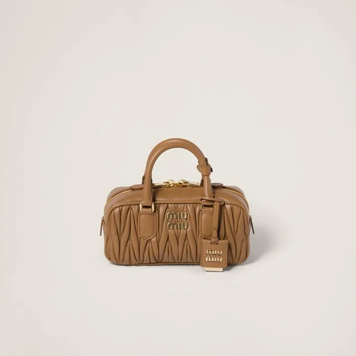 Women Top Handles Miu Miu Arcadie Matelass Nappa Leather Bag Caramel