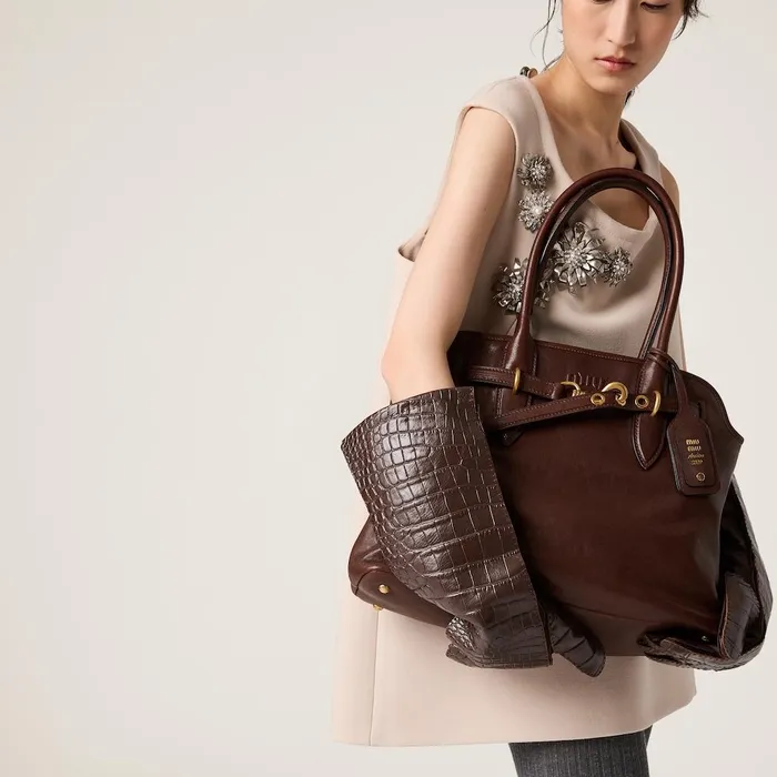 Women Top Handles Miu Miu Aventure Nappa Leather Bag Briarwood Women Top Handles Miu Miu Aventure Nappa Leather Bag Briarwood