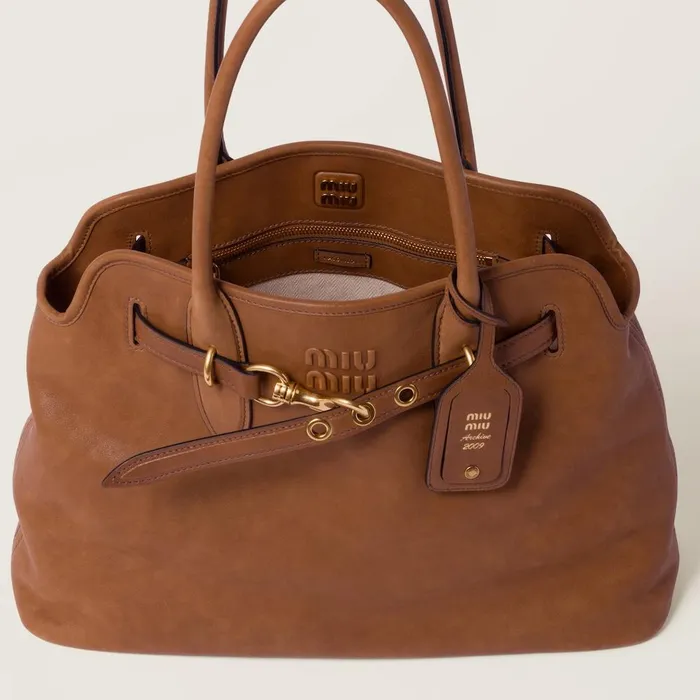 Women Top Handles Miu Miu Aventure Nappa Leather Bag Oak Women Top Handles Miu Miu Aventure Nappa Leather Bag Oak