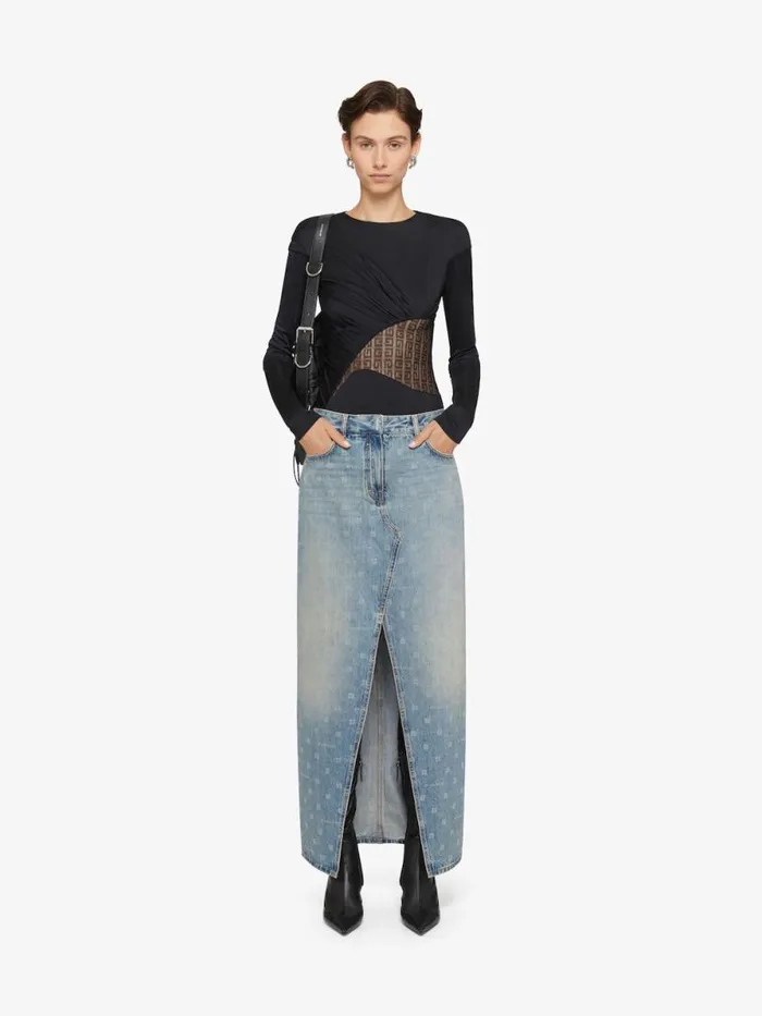 Women Tops and Shirts Givenchy Draped Top In Jersey And 4G Lace Black