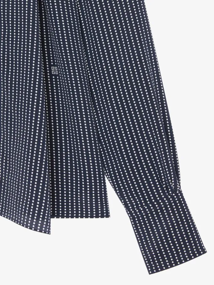 Women Tops and Shirts Givenchy Polka Dots Blouse In Silk With Lavallire Navywhite